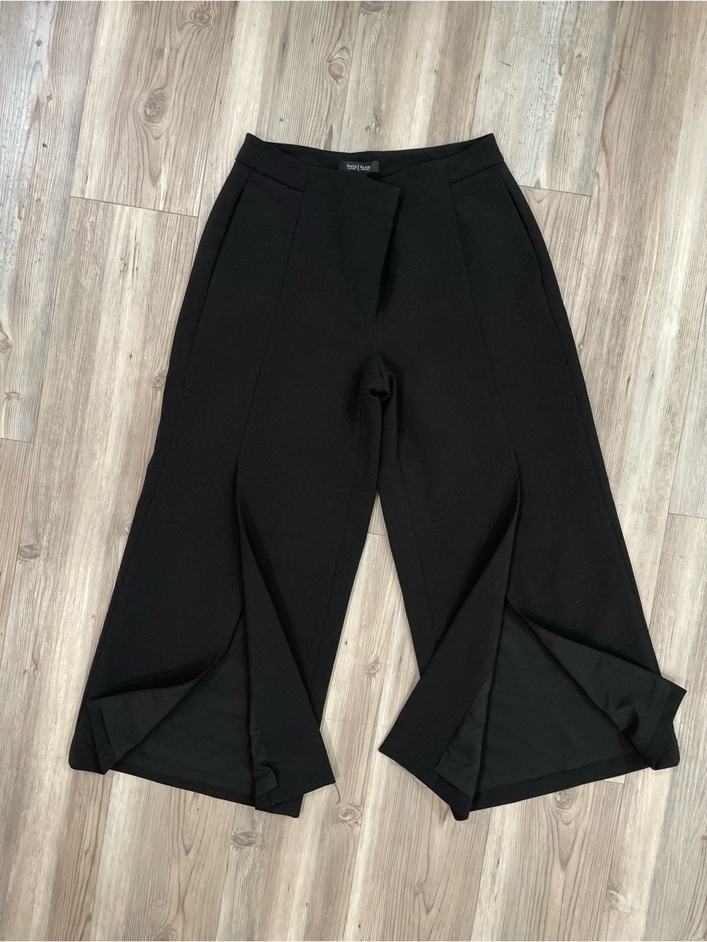 White House Black Market Black Wide-Leg Split Hem Trousers